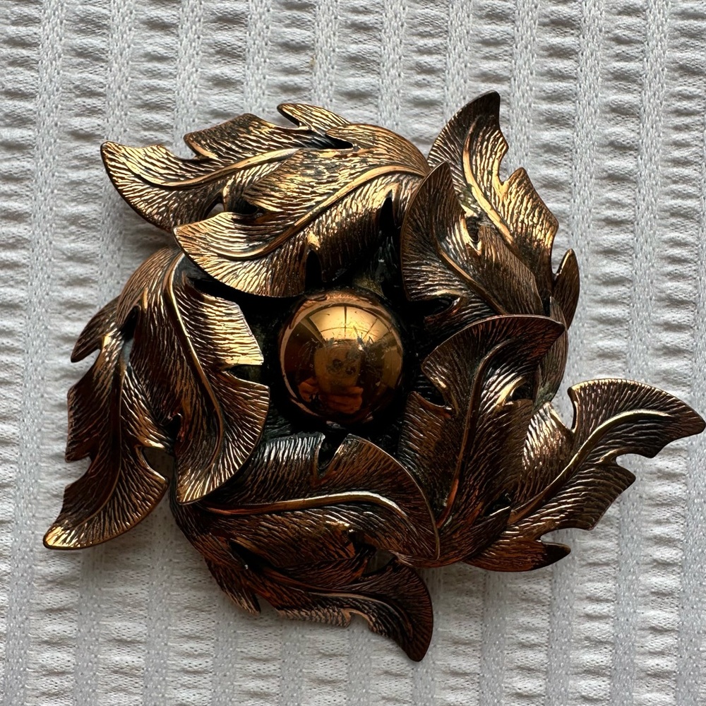 Vintage Copper Leaf Pin/Brooch
